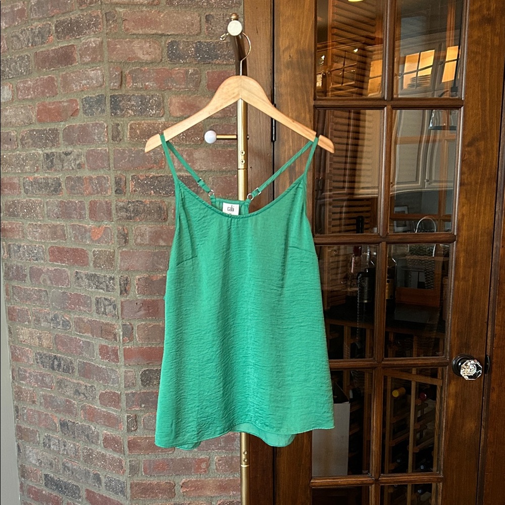 CAbi Vibrant Green Park Cami Ruffled Top NWOT